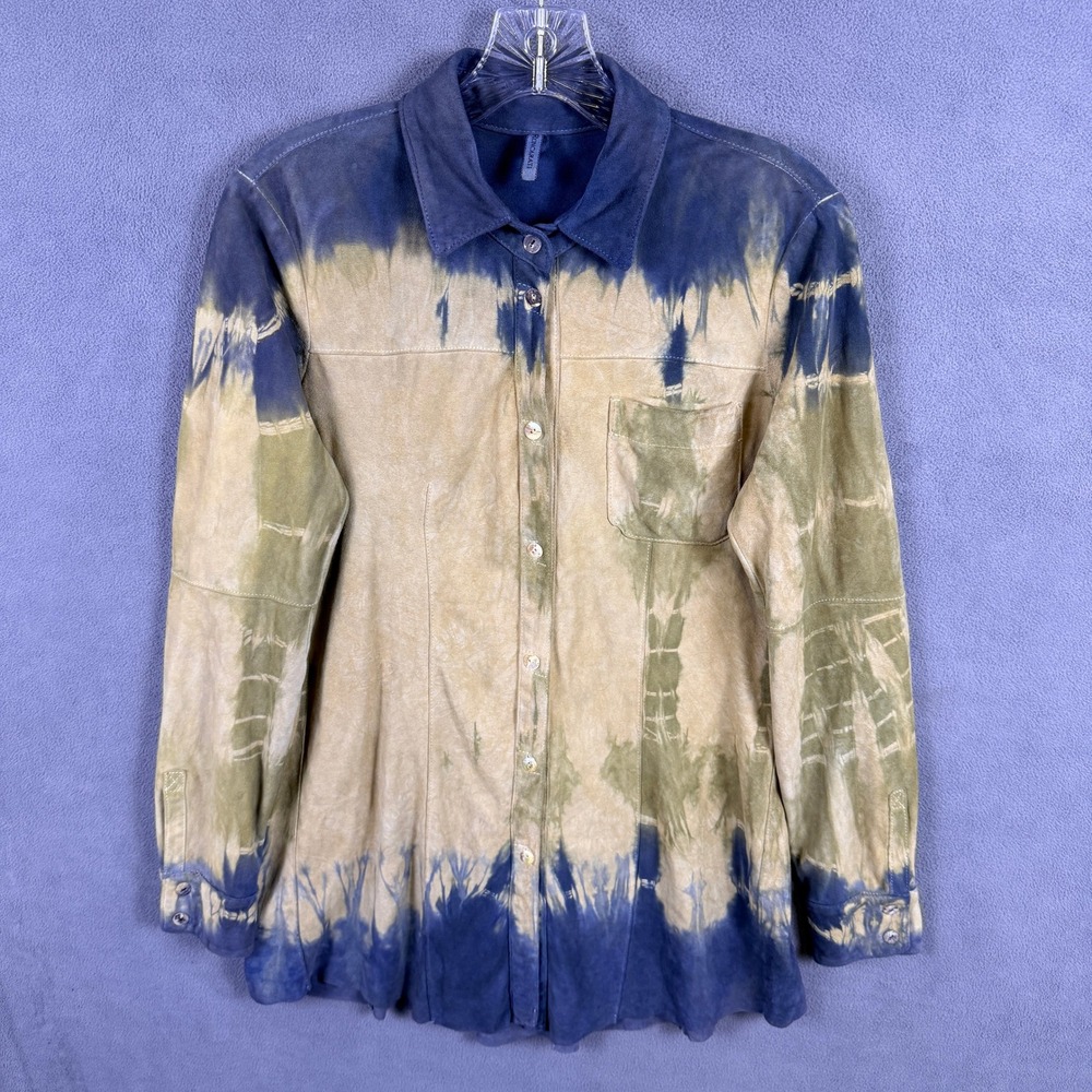Artico Roncarati Italian Luxury Dyed Lambskin Suede Shirt Jacket Western Boho M